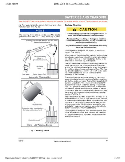 EZGO Express S4 48V Golf Cart Service Manual sample page showing repair procedures