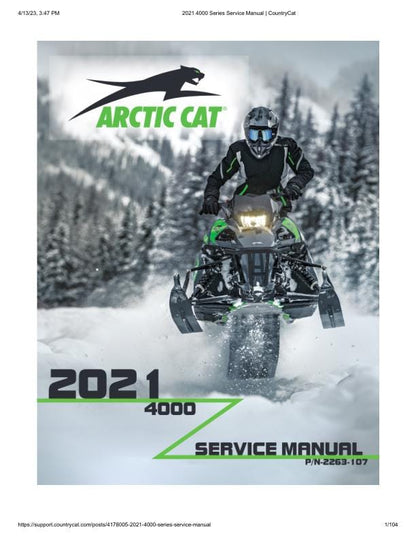 Arctic Cat Blast ZR LT M 4000 Snowmobile Service Manual factory service manual title page