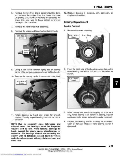Polaris RZR Ranger 800 RZR-S RZR-4 UTV Service Manual factory service manual title page