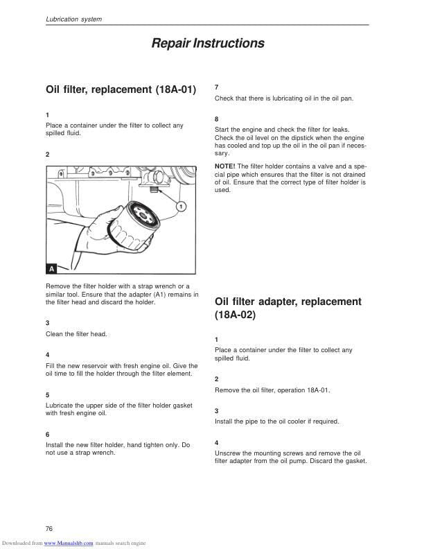 Volvo Penta MD22 TMF22 TAMD22 Engine Service Manual sample page from the repair manual