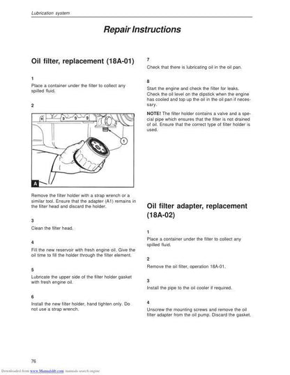 Volvo Penta MD22 TMF22 TAMD22 Engine Service Manual sample page from the repair manual
