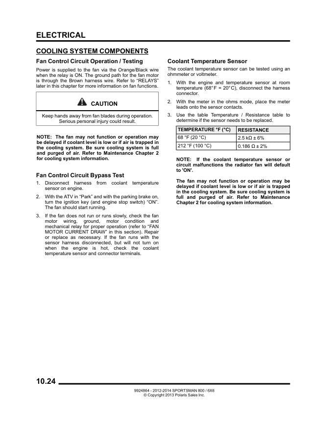 Polaris Sportsman 800 EFI ATV Service Manual sample page showing schematics and diagrams