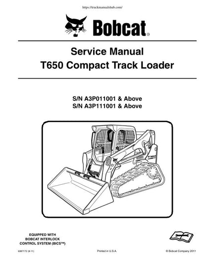 Bobcat T650 Compact Track Loader Service Manual factory service manual title page