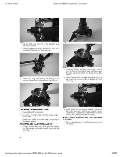 Arctic Cat Prowler 500 UTV Service Manual sample page with diagrams and specifications