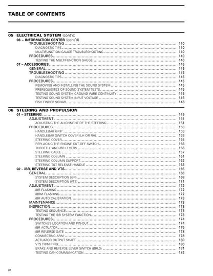 Sea-Doo GTX RXT Service Manual sample page with diagrams and specifications