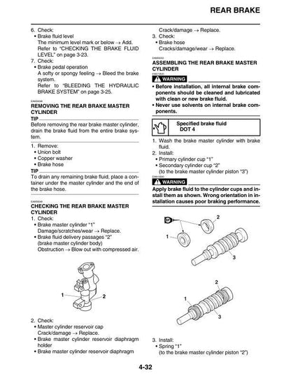 Yamaha YZ250FX Motorcycle Service Manual sample page with diagrams and specifications
