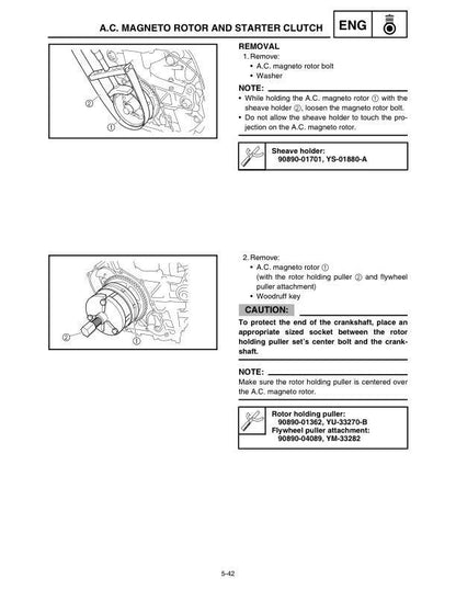 Yamaha Phazer Snowmobile Service Manual sample page with technical illustrations