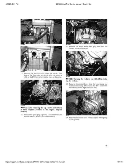 Arctic Cat Wildcat Trail UTV Service Manual sample page with diagrams and specifications