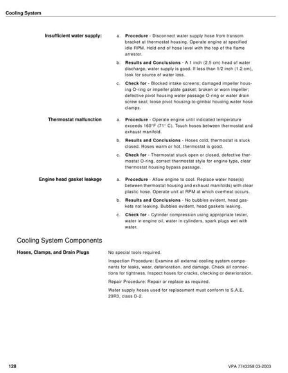 Volvo Penta 3.0 GS GL Engine Service Manual sample page from the repair manual