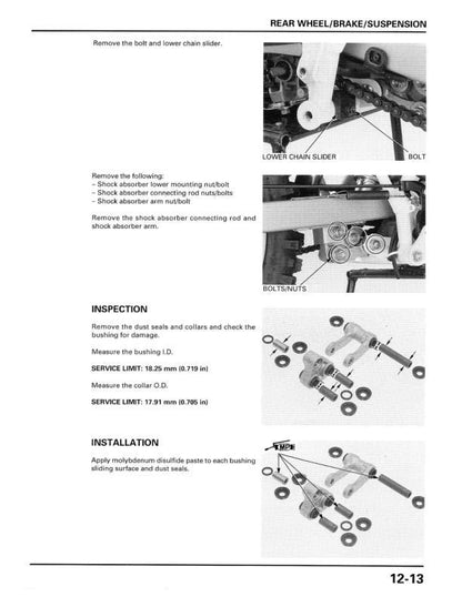 Honda XR80R XR100R Motorcycle Service Manual sample page showing schematics and diagrams