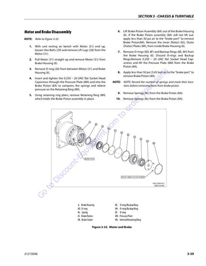 JLG 800 AJ Articulated Boom Lift Service Manual sample page showing repair procedures