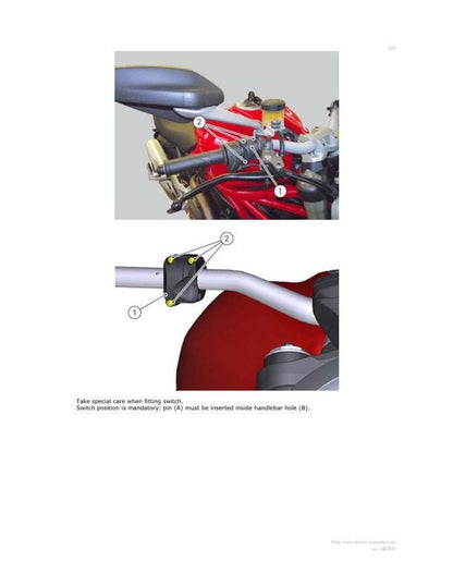 Ducati Monster 1200 Motorcycle Service Manual sample page with diagrams and specifications