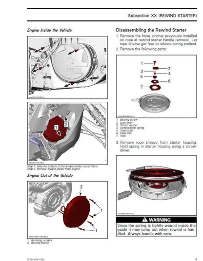 Skidoo XP Tundra Sport 550F Snowmobile Service Manual sample page with diagrams and specifications