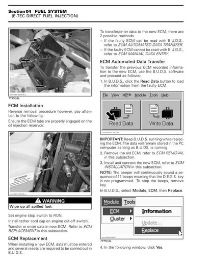 Skidoo REV XP 600 800 Snowmobile Service Manual sample page with diagrams and specifications