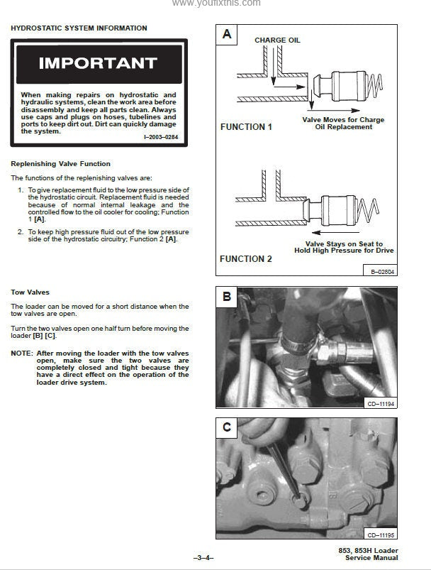 Bobcat 853 Skid Steer Loader Service Manual sample page from the repair manual