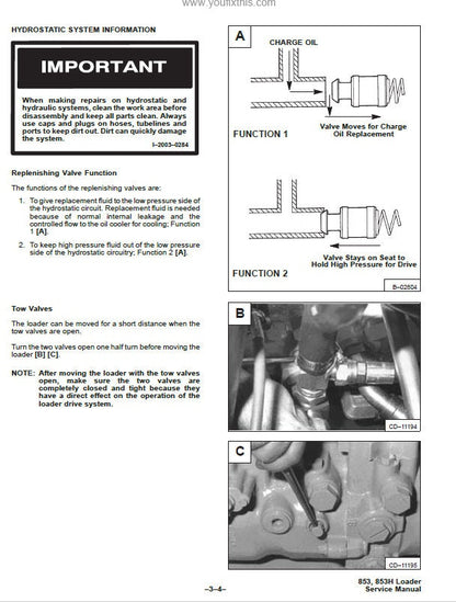 Bobcat 853 Skid Steer Loader Service Manual sample page from the repair manual