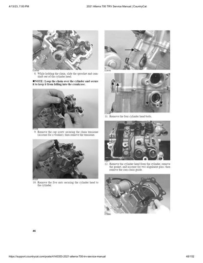 Arctic Cat Alterra TRV700 ATV Service Manual sample page from service manual