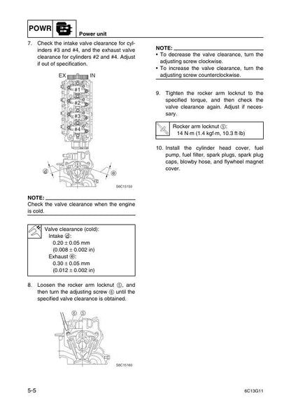 Yamaha F50 F60 Outboard Service Manual sample page showing repair procedures