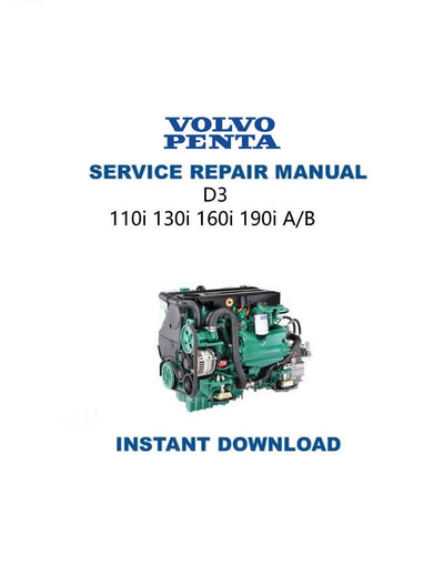 Volvo Penta D3 110i 130i 160i 190i A/B Engine Service Manual - Service Manual PDF Instant Download