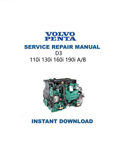 Volvo Penta D3 110i 130i 160i 190i A/B Engine Service Manual - Service Manual PDF Instant Download