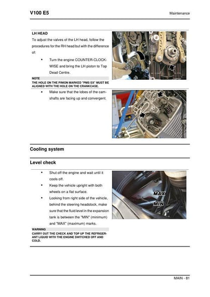 Moto Guzzi V100 Mandello E5 Motorcycle Service Manual sample page from service manual