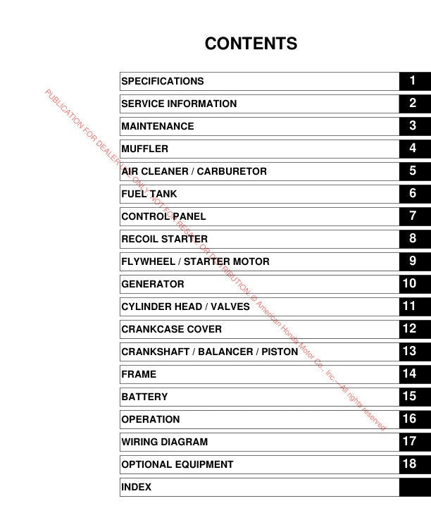 Honda EM4000 EM5000 EM6500 Generator Service Manual factory service manual title page