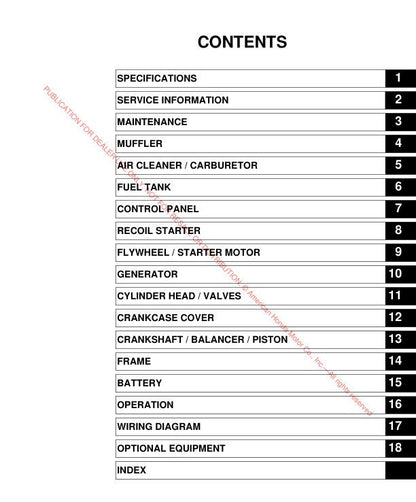 Honda EM4000 EM5000 EM6500 Generator Service Manual factory service manual title page
