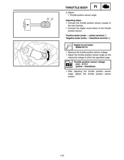 Yamaha Phazer Snowmobile Service Manual sample page with service data and tables