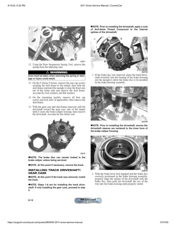 Arctic Cat F M Z1 Crossfire Bearcat Snowmobile Service Manual sample page from the repair manual