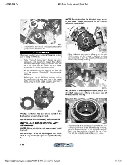 Arctic Cat F M Z1 Crossfire Bearcat Snowmobile Service Manual sample page from the repair manual