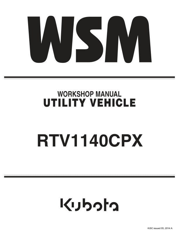 Kubota RTV1140CPX Utility Vehicle Service Manual factory service manual title page