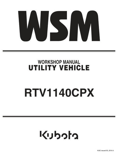 Kubota RTV1140CPX Utility Vehicle Service Manual factory service manual title page