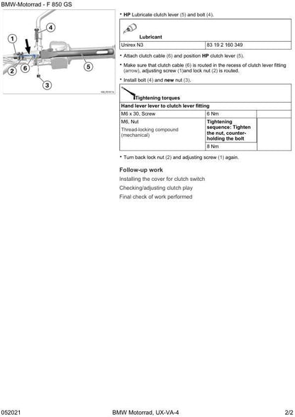 BMW F850 GS K81 Motorcycle Service Manual sample page showing schematics and diagrams