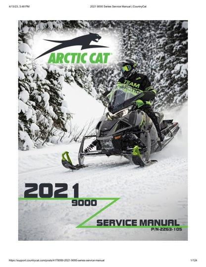 Arctic Cat Thundercat ZR 9000 Snowmobile Service Manual factory service manual title page