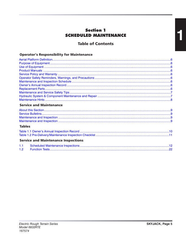 Skyjack 6826 6832 Rough Terrain Scissor Lift Service Manual sample page from service manual