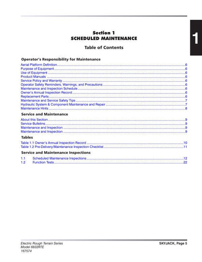 Skyjack 6826 6832 Rough Terrain Scissor Lift Service Manual sample page from service manual