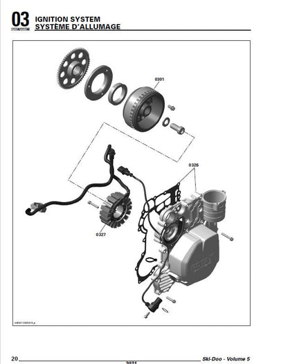 Skidoo ACE 600 900 Snowmobile Service Manual sample page with diagrams and specifications