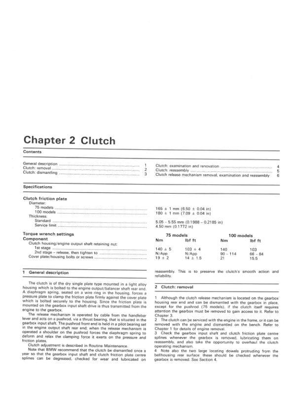 BMW K 100 K 75 Motorcycle Service Manual sample page from the repair manual