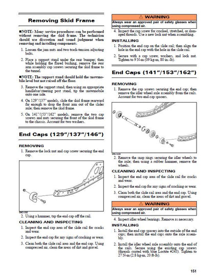 Yamaha Sidewinder Snowmobile Service Manual sample page with service data and tables