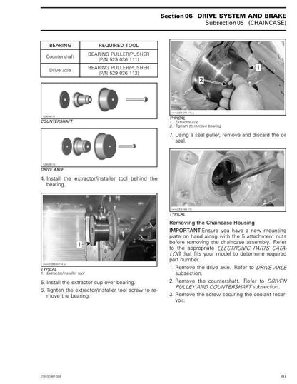 Lynx RAVE RE Enduro 600 850 Snowmobile Service Manual sample page showing repair procedures