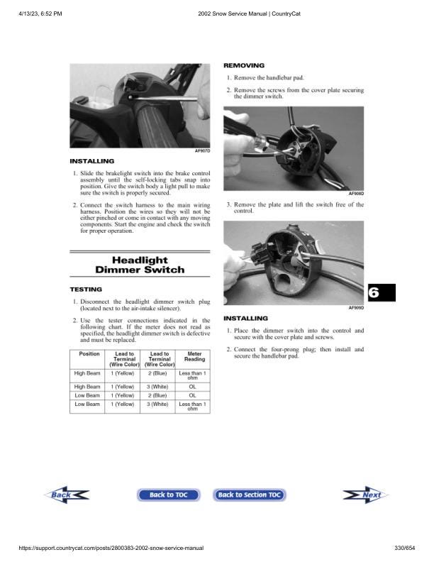 Arctic Cat ZR ZL Mountain Cat Panther Pantera Snowmobile Service sample page from the repair manual