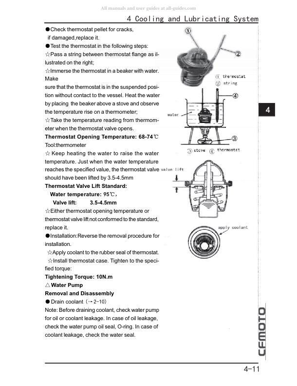 CFMOTO CF500-3 UTV Service Manual sample page with technical illustrations
