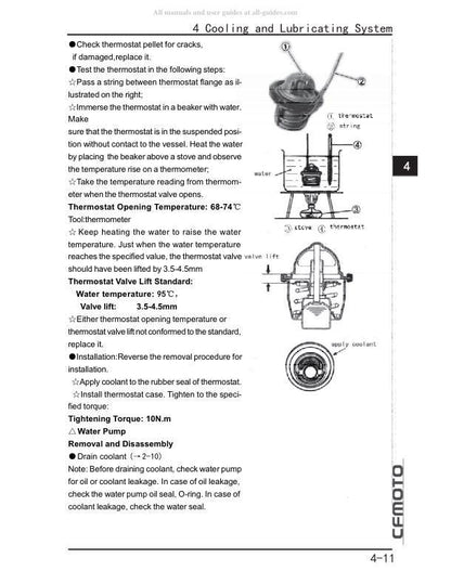 CFMOTO CF500-3 UTV Service Manual sample page with technical illustrations