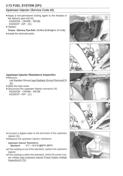 Kawasaki KX 250 KX250X Motorcycle Service Manual sample page from the repair manual