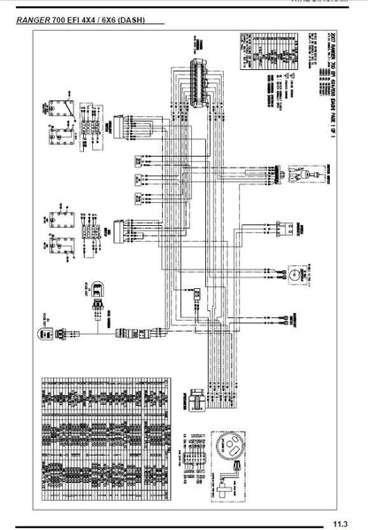 Polaris Ranger XP 700 UTV Service Manual sample page with service data and tables