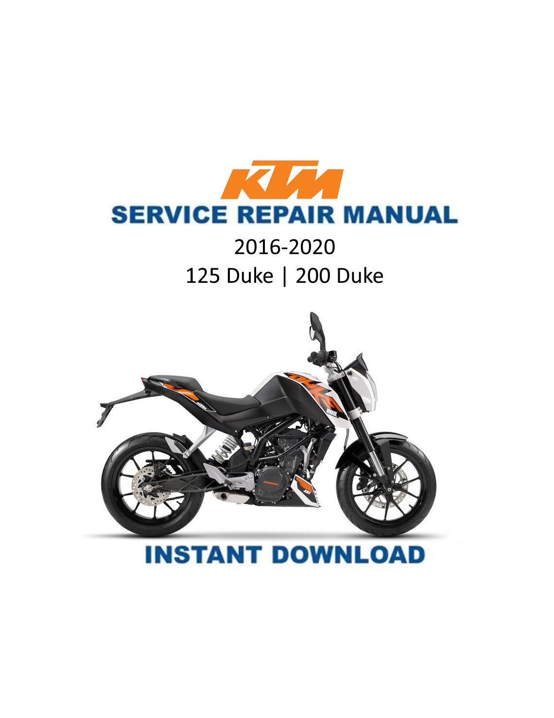 Manual de servicio de la motocicleta KTM 125 200 Duke | 2016-2020