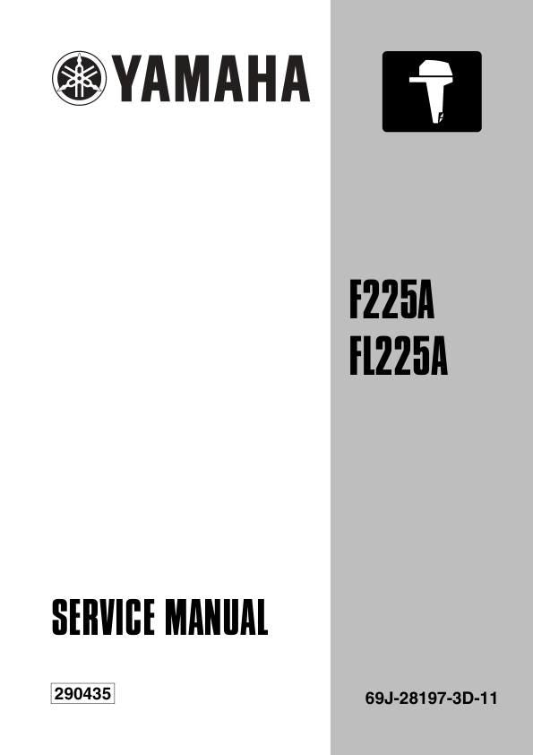 Yamaha F225A FL225A Outboard Service Manual factory service manual title page