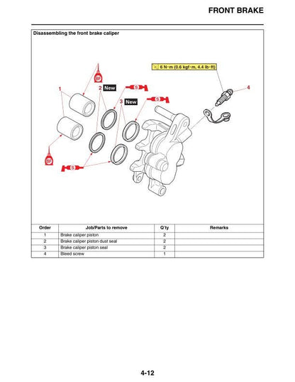 Yamaha YZ 125 XN Motorcycle Service Manual sample page with diagrams and specifications