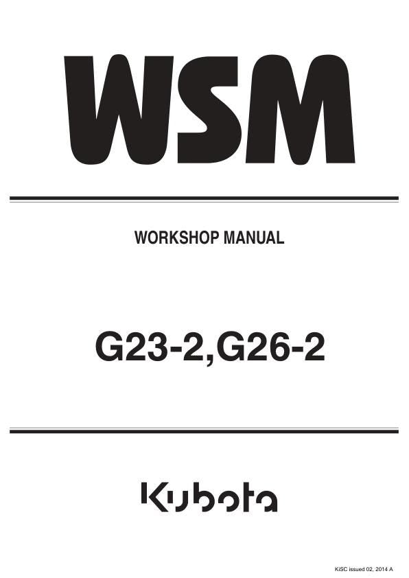 Kubota G23 G26 Mower Service Manual factory service manual title page