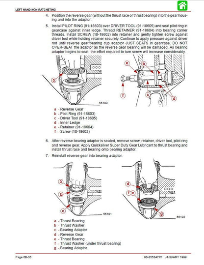 Mercury Optimax 115 135 150 175 Outboard Service Manual sample page with technical illustrations